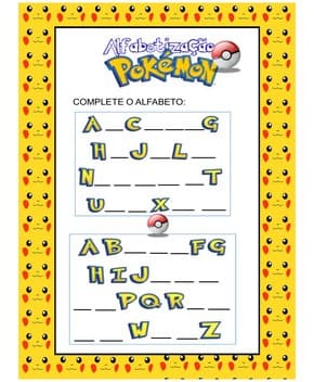Capa de Alfabetização Pokémon